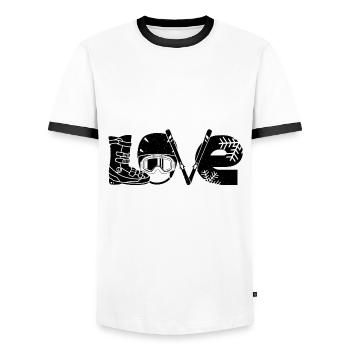 Ski Rider T-Shirts | Apre ski ski area gifts - Men's Ringer Shirt - white/black - Front - AI Model Female 172 light (172cm) & AI Model Male 178 dark (178cm)