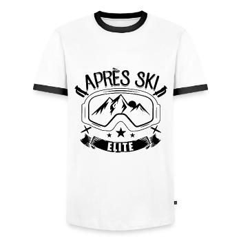 Apre Ski | Snowboard Snowboarder Ski Geschenkideen - Männer Kontrast-T-Shirt - Weiß/Schwarz - Vorne - AI Model Female 172 light (172cm) & AI Model Male 178 dark (178cm)
