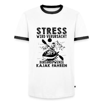 Kajak fahren | Wassersport Rudern Ruderer Geschenk - Männer Kontrast-T-Shirt - Weiß/Schwarz - Vorne - AI Model Female 172 light (172cm) & AI Model Male 178 dark (178cm)