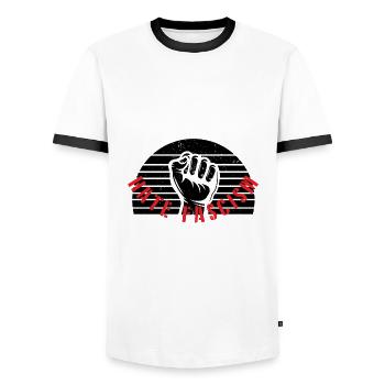 Anti Fascism | Against Nazis racism gifts - Men's Ringer Shirt - white/black - Front - AI Model Female 172 light (172cm) & AI Model Male 178 dark (178cm)