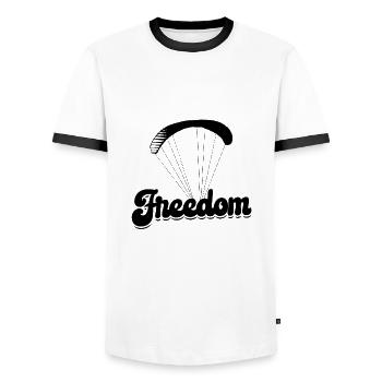 Parapente | Idée cadeau parapente parapente - T-shirt contrasté Homme - blanc/noir - Devant - AI Model Female 172 light (172cm) & AI Model Male 178 dark (178cm)