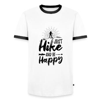 Hiking | Mountaineering summit hiker gift idea - Men's Ringer Shirt - white/black - Front - AI Model Female 172 light (172cm) & AI Model Male 178 dark (178cm)