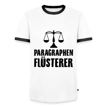 Paragraphen Flüsterer | Anwalt Jura Beruf Geschenk - Männer Kontrast-T-Shirt - Weiß/Schwarz - Vorne - AI Model Female 172 light (172cm) & AI Model Male 178 dark (178cm)