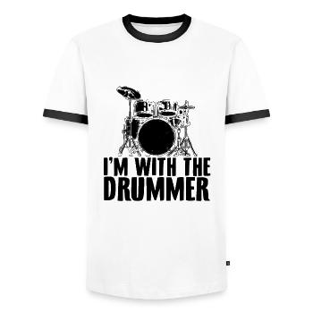 Drummer | Schlagzeuger Schlagzeug Band Geschenke - Männer Kontrast-T-Shirt - Weiß/Schwarz - Vorne - AI Model Female 172 light (172cm) & AI Model Male 178 dark (178cm)