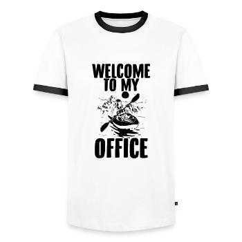 Kajak Sprüche | Kanu Kanupolo Rudersport Geschenke - Männer Kontrast-T-Shirt - Weiß/Schwarz - Vorne - AI Model Female 172 light (172cm) & AI Model Male 178 dark (178cm)