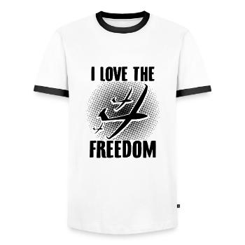 Glider Glider | Glider gifts - Men's Ringer Shirt - white/black - Front - AI Model Female 172 light (172cm) & AI Model Male 178 dark (178cm)
