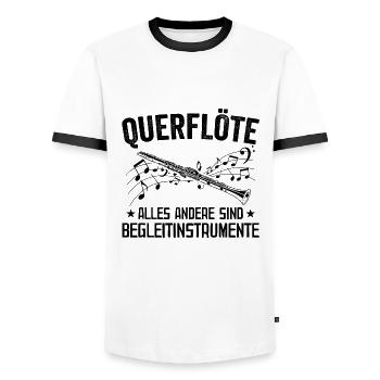 Querflöte | Flöte spielen Musikverein Geschenkidee - Männer Kontrast-T-Shirt - Weiß/Schwarz - Vorne - AI Model Female 172 light (172cm) & AI Model Male 178 dark (178cm)