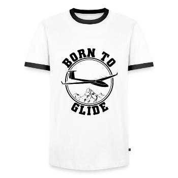 Glider shirt glider pilot soaring gift - Men's Ringer Shirt - white/black - Front - AI Model Female 172 light (172cm) & AI Model Male 178 dark (178cm)