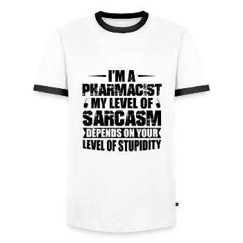 Pharmacist | Pharmacy pharmacist profession gift idea - Men's Ringer Shirt - white/black - Front - AI Model Female 172 light (172cm) & AI Model Male 178 dark (178cm)