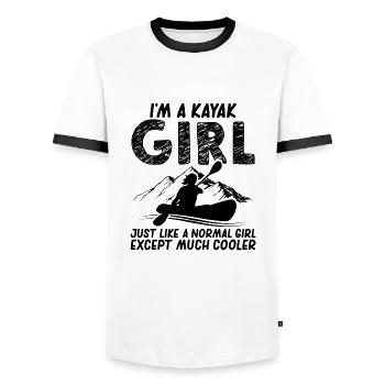 Fille de kayak | Cadeaux d'aviron en canoë - T-shirt contrasté Homme - blanc/noir - Devant - AI Model Female 172 light (172cm) & AI Model Male 178 dark (178cm)