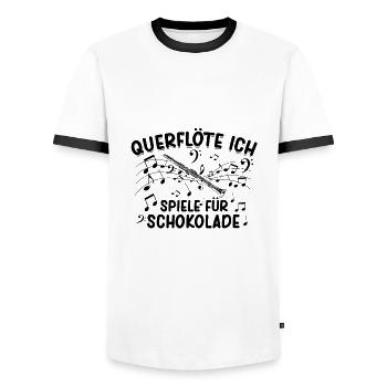 Querflöte Schokolade Flötenspieler Musik Geschenke - Männer Kontrast-T-Shirt - Weiß/Schwarz - Vorne - AI Model Female 172 light (172cm) & AI Model Male 178 dark (178cm)