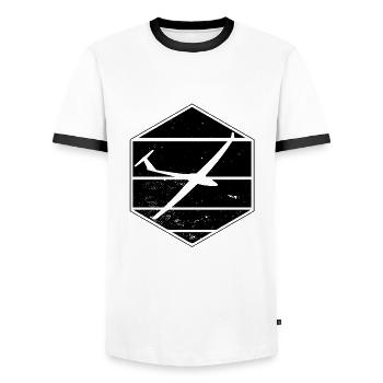 Gliding | Glider gliding gifts - Men's Ringer Shirt - white/black - Front - AI Model Female 172 light (172cm) & AI Model Male 178 dark (178cm)