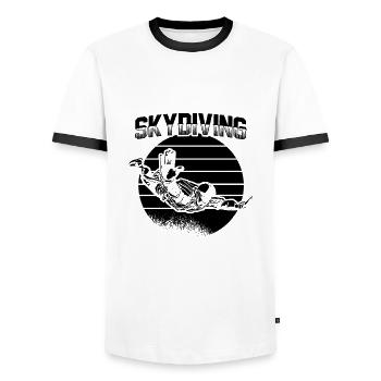 Skydive | Cadeau de sport de parachutisme en salle de parachutisme - T-shirt contrasté Homme - blanc/noir - Devant - AI Model Female 172 light (172cm) & AI Model Male 178 dark (178cm)