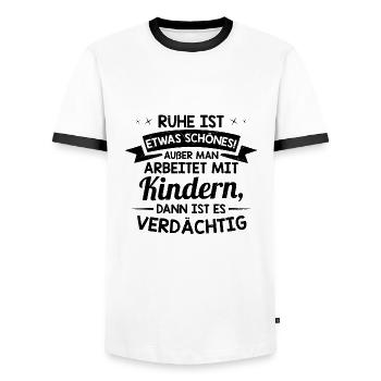 Éducateur profession | Éducatrice De l’école maternelle - T-shirt contrasté Homme - blanc/noir - Devant - AI Model Female 172 light (172cm) & AI Model Male 178 dark (178cm)