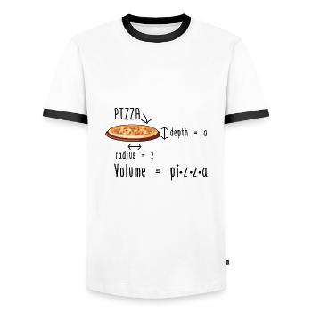 Pizza de mathématicien | Idée cadeau maths mathématiques - T-shirt contrasté Homme - blanc/noir - Devant - AI Model Female 172 light (172cm) & AI Model Male 178 dark (178cm)