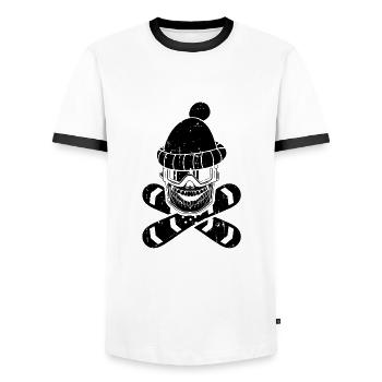 Snowboard Totenkopf | Snowboarder Ski Geschenkidee - Männer Kontrast-T-Shirt - Weiß/Schwarz - Vorne - AI Model Female 172 light (172cm) & AI Model Male 178 dark (178cm)