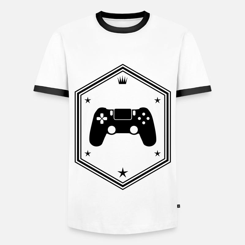 controller gamer - Männer Kontrast-T-Shirt - Weiß/Schwarz