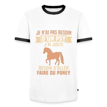 cadeau cheval poney besoin d'aller faire du poney - T-shirt contrasté Homme - blanc/noir - Devant - AI Model Female 172 light (172cm) & AI Model Male 178 dark (178cm)