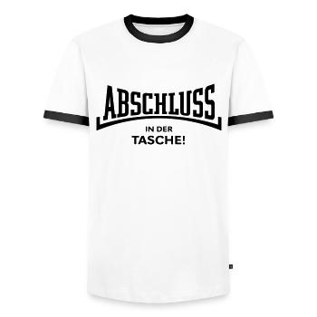 Abschluss In Der Tasche! (Schulabschluss Konkav B) - Männer Kontrast-T-Shirt - Weiß/Schwarz - Vorne - AI Model Female 172 light (172cm) & AI Model Male 178 dark (178cm)