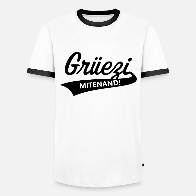 Grüezi Mitenand! (Schweiz / Schwizerdütsch) - Männer Kontrast-T-Shirt - Weiß/Schwarz