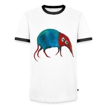 The Elephant Shrew - Männer Kontrast-T-Shirt - Weiß/Schwarz - Vorne - AI Model Female 172 light (172cm) & AI Model Male 178 dark (178cm)