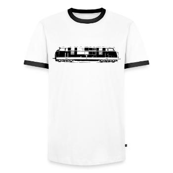Baureihe V 200 Diesellok - Männer Kontrast-T-Shirt - Weiß/Schwarz - Vorne - AI Model Female 172 light (172cm) & AI Model Male 178 dark (178cm)