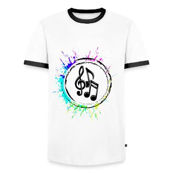 Musical Notes Characters - Men's Ringer Shirt - white/black - Front - AI Model Female 172 light (172cm) & AI Model Male 178 dark (178cm)