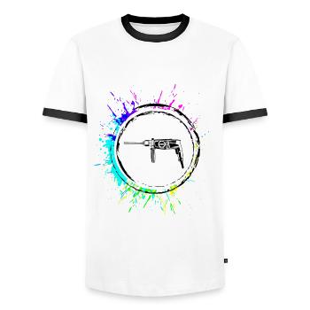 Drill Icon Tool - Men's Ringer Shirt - white/black - Front - AI Model Female 172 light (172cm) & AI Model Male 178 dark (178cm)