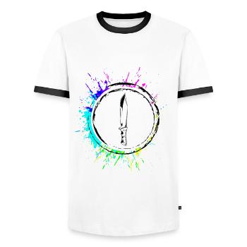 Messer Icon Symbol - Männer Kontrast-T-Shirt - Weiß/Schwarz - Vorne - AI Model Female 172 light (172cm) & AI Model Male 178 dark (178cm)
