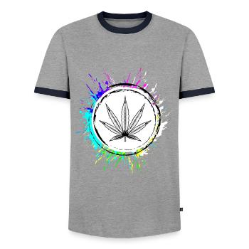 Hanf Blatt Symbol Cannabis - Männer Kontrast-T-Shirt - Grau/Navy  - Vorne - AI Model Female 172 light (172cm) & AI Model Male 178 light (178cm)