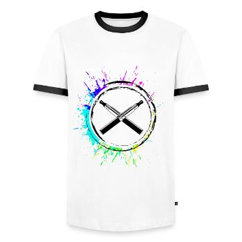 E-Cigarette Silhouette - Men's Ringer Shirt - white/black - Front - AI Model Female 172 light (172cm) & AI Model Male 178 dark (178cm)