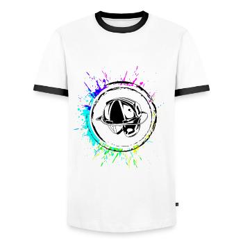 Firefighter Helmet Icon - Men's Ringer Shirt - white/black - Front - AI Model Female 172 light (172cm) & AI Model Male 178 dark (178cm)
