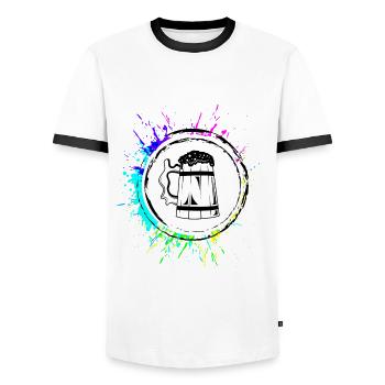 Beer Glass Beer Mug Cheers - Men's Ringer Shirt - white/black - Front - AI Model Female 172 light (172cm) & AI Model Male 178 dark (178cm)
