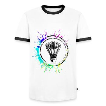 Badminton Symbol Sport - Men's Ringer Shirt - white/black - Front - AI Model Female 172 light (172cm) & AI Model Male 178 dark (178cm)