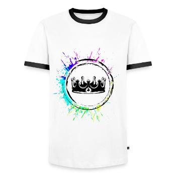 Crown King Symbol - Men's Ringer Shirt - white/black - Front - AI Model Female 172 light (172cm) & AI Model Male 178 dark (178cm)