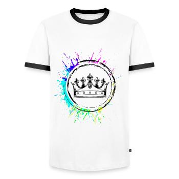 Crown Silhouette - Men's Ringer Shirt - white/black - Front - AI Model Female 172 light (172cm) & AI Model Male 178 dark (178cm)
