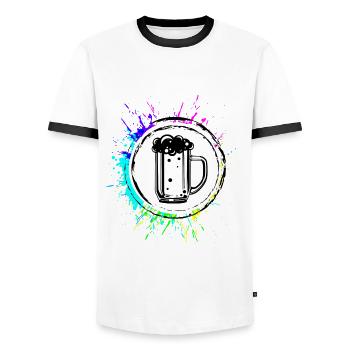 Beer Mug Beer Glass - Men's Ringer Shirt - white/black - Front - AI Model Female 172 light (172cm) & AI Model Male 178 dark (178cm)