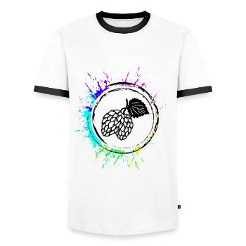 Beer Hops Tapping Brewery - Men's Ringer Shirt - white/black - Front - AI Model Female 172 light (172cm) & AI Model Male 178 dark (178cm)