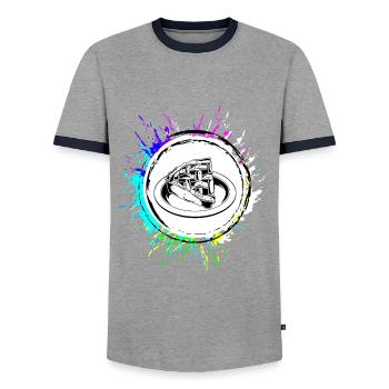 Apfelkuchen Backen - Männer Kontrast-T-Shirt - Grau/Navy  - Vorne - AI Model Female 172 light (172cm) & AI Model Male 178 light (178cm)