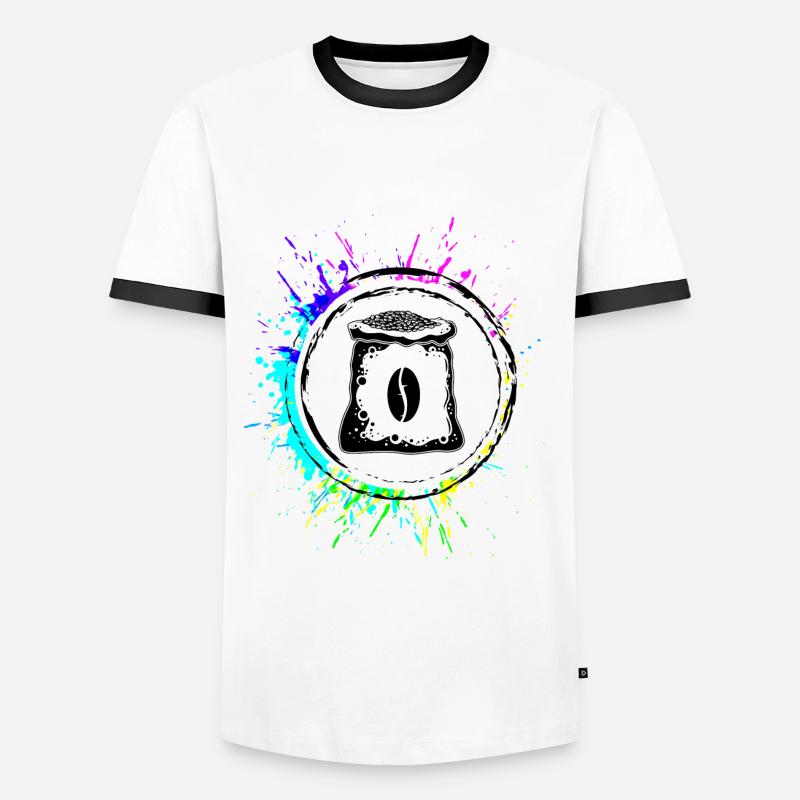 Kaffeebohnen Kaffee - Männer Kontrast-T-Shirt - Weiß/Schwarz