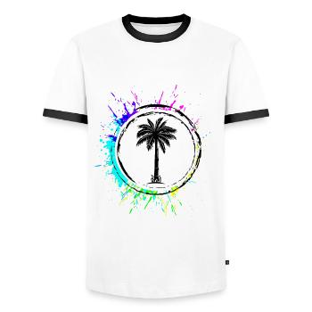 palme symbol - Männer Kontrast-T-Shirt - Weiß/Schwarz - Vorne - AI Model Female 172 light (172cm) & AI Model Male 178 dark (178cm)