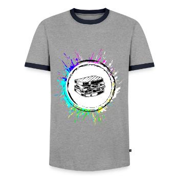 Sandwich Foodie Colorful - Men's Ringer Shirt - grey/navy  - Front - AI Model Female 172 light (172cm) & AI Model Male 178 light (178cm)