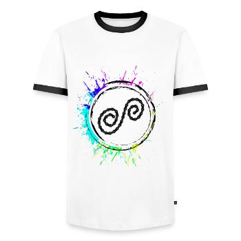 Chaîne de vélo colorée - T-shirt contrasté Homme - blanc/noir - Devant - AI Model Female 172 light (172cm) & AI Model Male 178 dark (178cm)