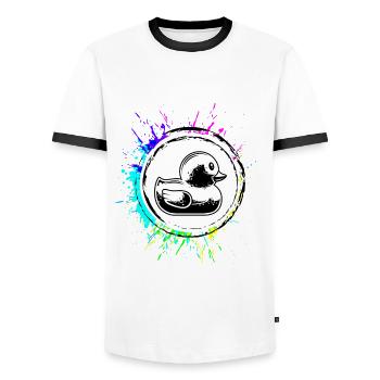 Icône De Canard Coloré - T-shirt contrasté Homme - blanc/noir - Devant - AI Model Female 172 light (172cm) & AI Model Male 178 dark (178cm)