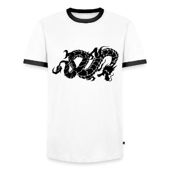 chinese dragon - Männer Kontrast-T-Shirt - Weiß/Schwarz - Vorne - AI Model Female 172 light (172cm) & AI Model Male 178 dark (178cm)