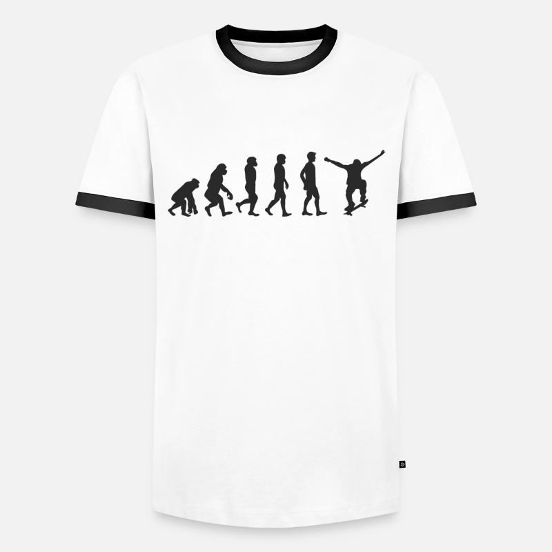 Evolution Skater - Männer Kontrast-T-Shirt - Weiß/Schwarz