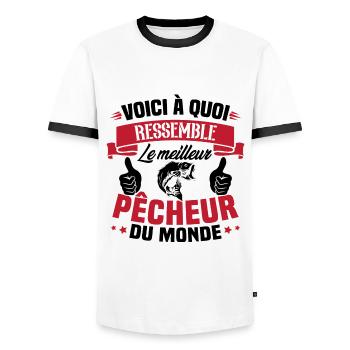 Le meilleur pêcheur du monde Cadeau pêcheur - T-shirt contrasté Homme - blanc/noir - Devant - AI Model Female 172 light (172cm) & AI Model Male 178 dark (178cm)