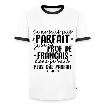 Je suis prof de francais - T-shirt contrasté Homme - blanc/noir - Devant - AI Model Female 172 light (172cm) & AI Model Male 178 dark (178cm)