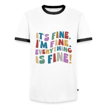 It’s Fine I’m Fine Everything Is Fine Retro Wavy - Männer Kontrast-T-Shirt - Weiß/Schwarz - Vorne - AI Model Female 172 light (172cm) & AI Model Male 178 dark (178cm)