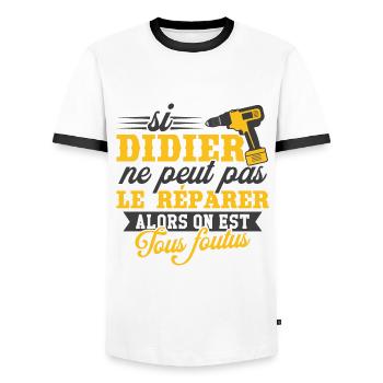 Si didier ne peut pas le réparer on est foutus - T-shirt contrasté Homme - blanc/noir - Devant - AI Model Female 172 light (172cm) & AI Model Male 178 dark (178cm)